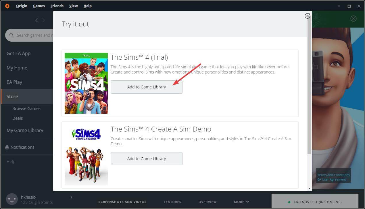 add to game library sims 4 origin