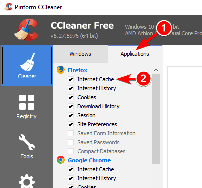 why cant i delete download history ccleaner