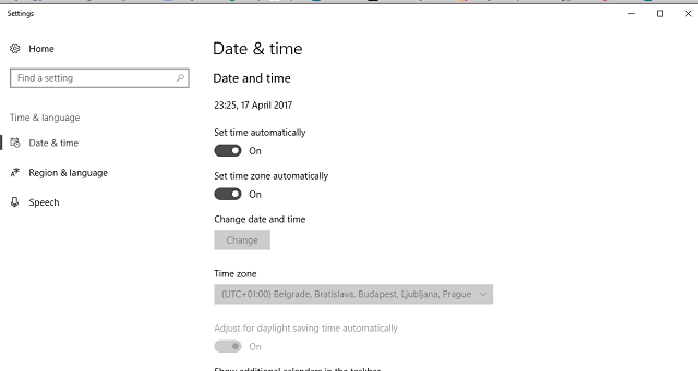 date and time windows 10 