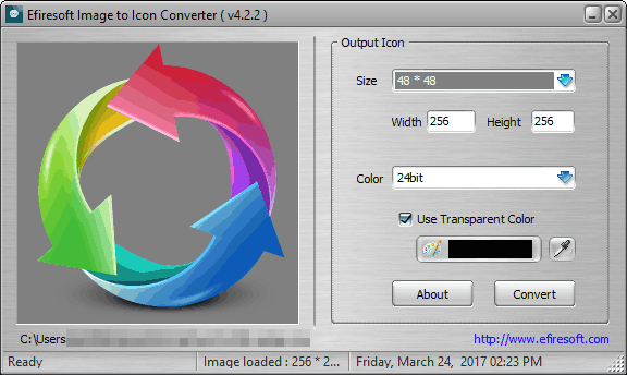 2 cách tự tạo file .ico để làm icon cho biểu tượng chương trình Convert-icons-Efrisoft-Image-to-Icon-Converter