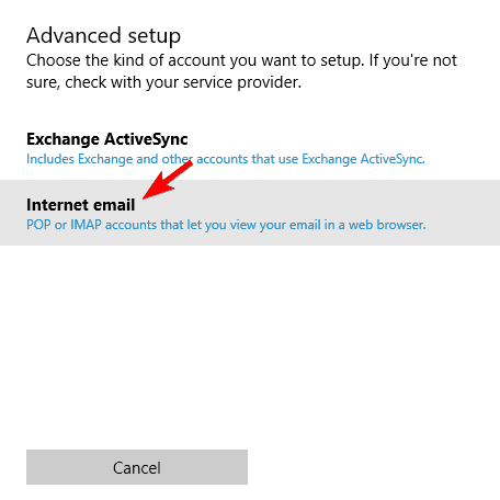 internet email account settings out of date