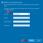 windows 10 change microsoft account to local account command line