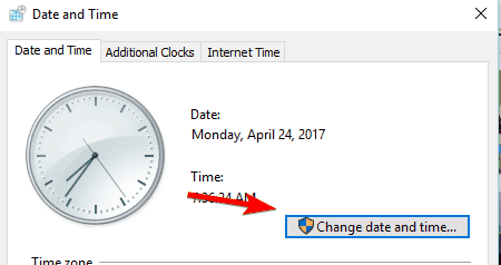 change date and time button your connection is not secure