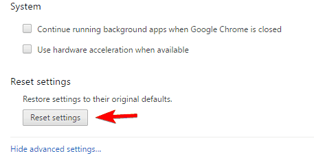 reset chrome to factory values
