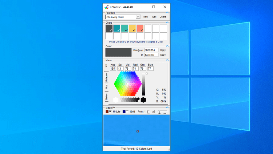 The interface of ColorPic