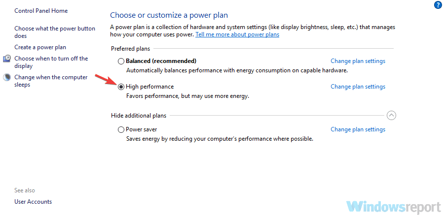 high performance power plan