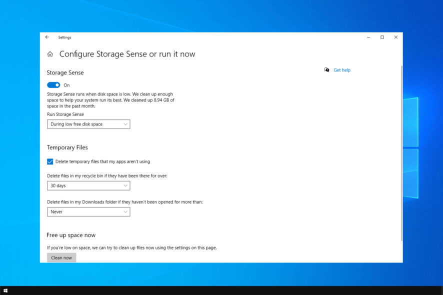 storage sense windows 10