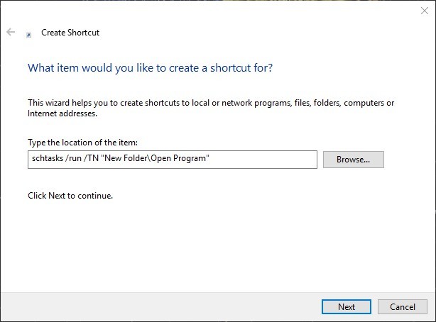 create shortcut input