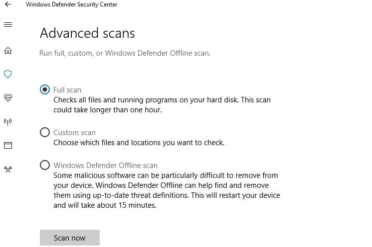 Windows Defender Security Center