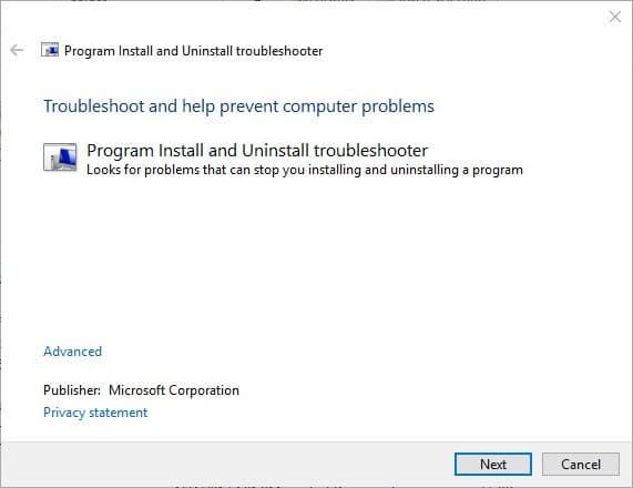 troubleshoot installation with the built-in troubleshooter