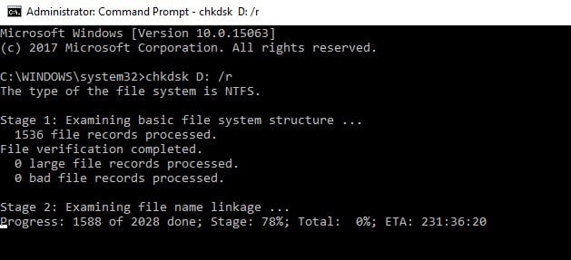 command prompt chkdsk
