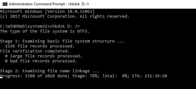 what does chkdsk f do