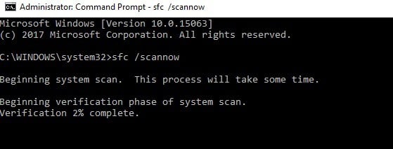 enter sfc /scannow command