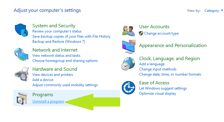 Control Panel Programs