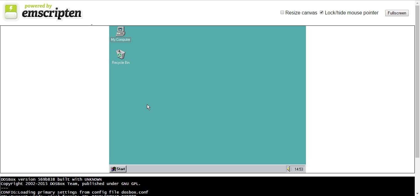 emscripten windows 95 emulator