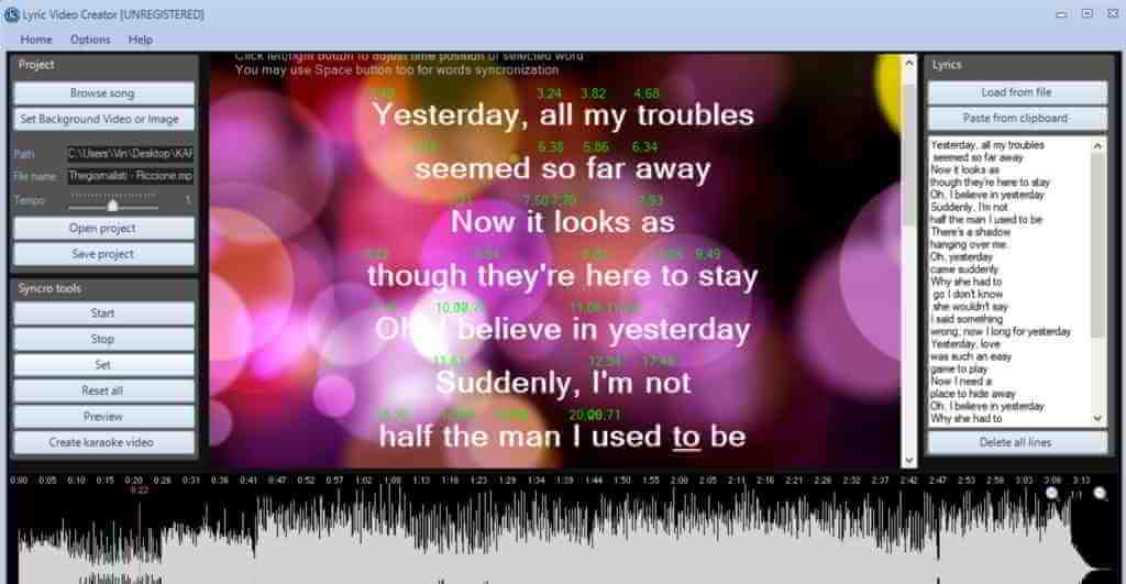 lyrics video maker software free download for pc