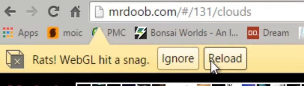 "Rats! WebGL hit a snag” Google Chrome error