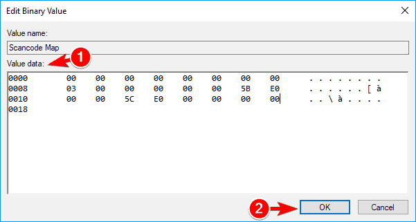 edit binary value disable the Windows Key