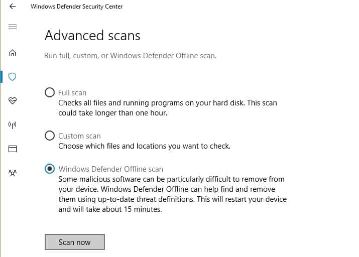 windows defender offline scan