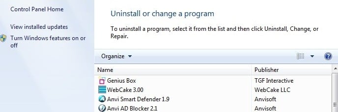 Add or remove program genius box