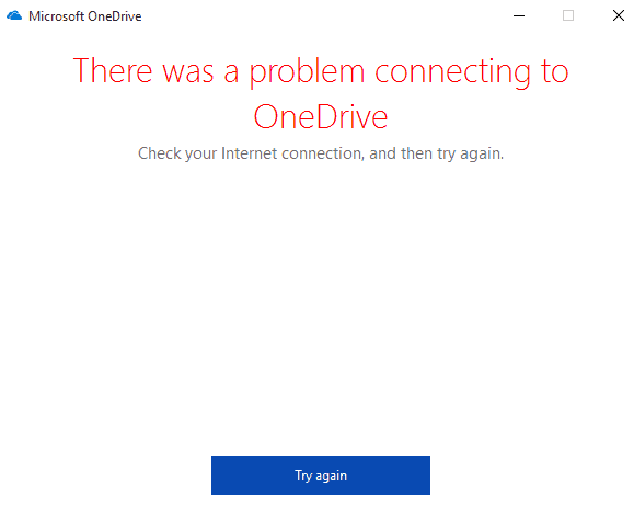 unable to verfify microsoft onedrive account