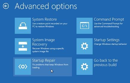 Operating system version is incompatible with Startup Repair