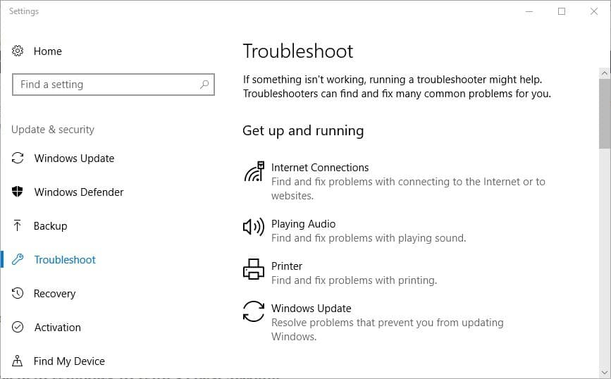internet connection troubleshoot settings windows 10