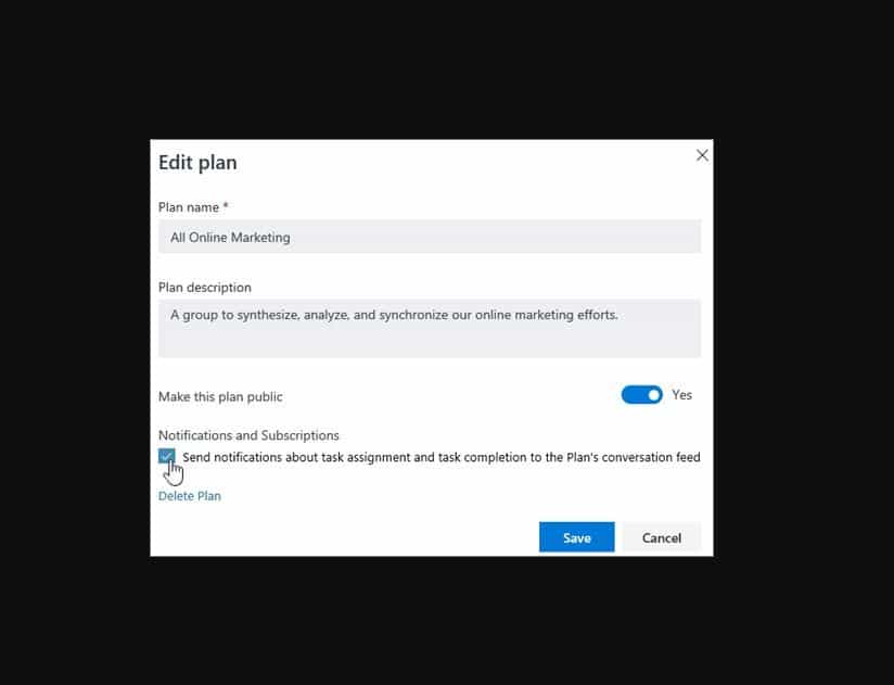 edit plan microsoft planner app