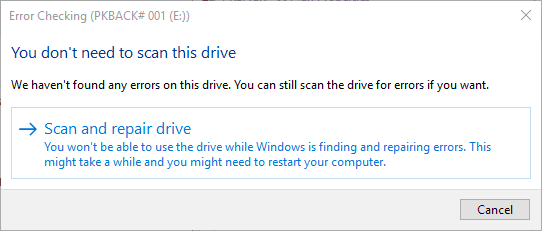 scan hard drive Windows couldn't complete the format
