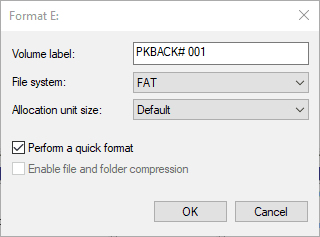 format settings pc can't format 
