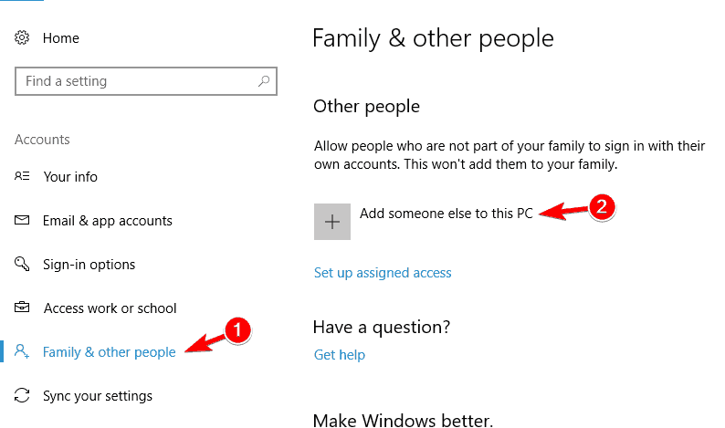 cant access email and app accounts windows 10