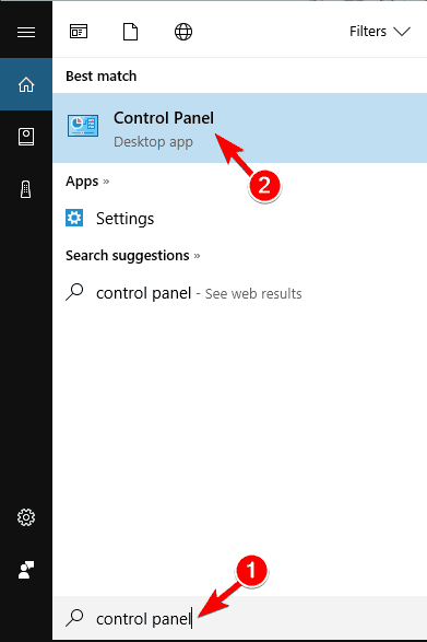 control panel search Outlook cannot log on errors 