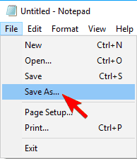 save as notepad Outlook won't log on