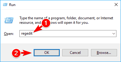 regedit run window Outlook cannot log on errors 