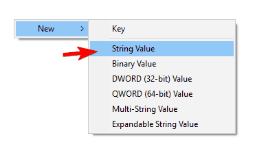 new string value registry cannot log on in Outlook