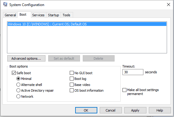 reboot safe mode windows 10