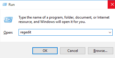 type regedit in run Windows cannot complete the extraction