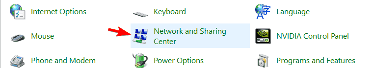 network and sharing center control panel The set of folders cannot be opened