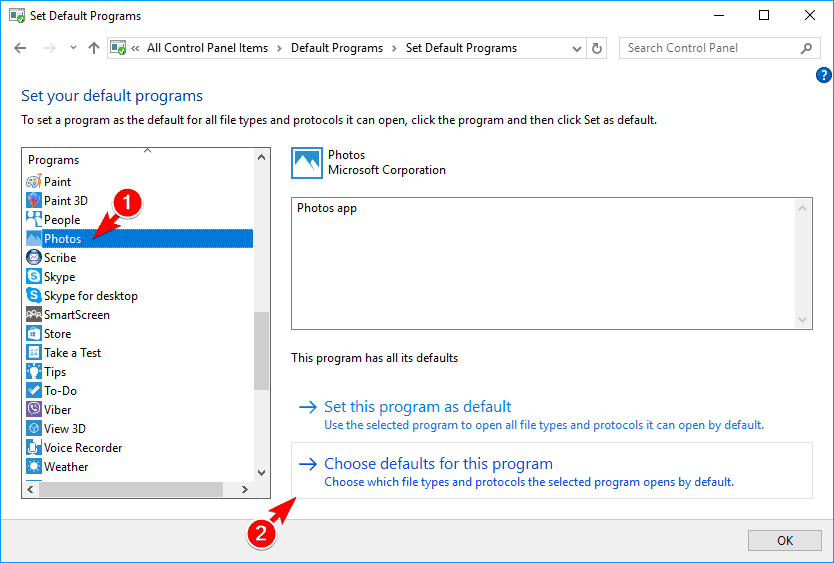 choose defaults for this program some thumbnails not showing windows 10