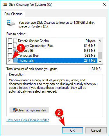 select thumbnails disk cleanup some thumbnails not showing windows 10