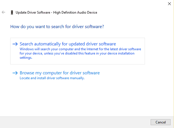 search automatically for updated driver software pc volume goes down by itself