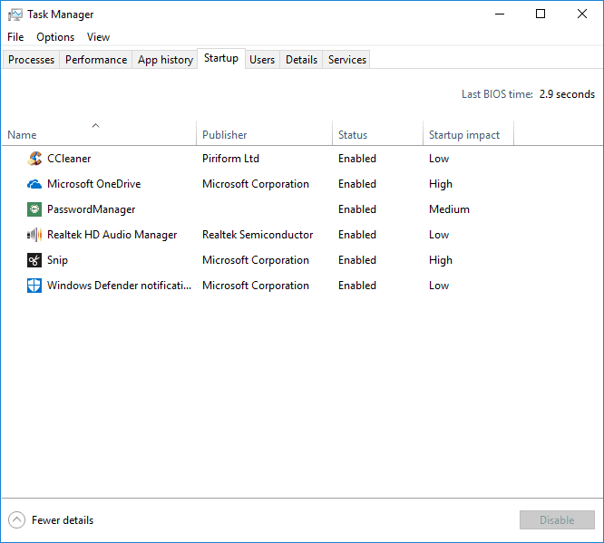 optimize Windows 10 startup