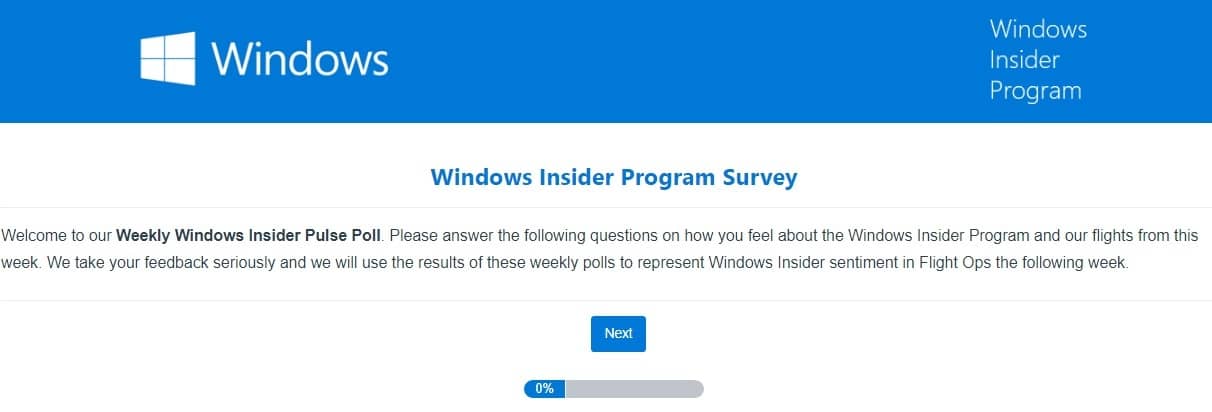 windows insider weekly survey