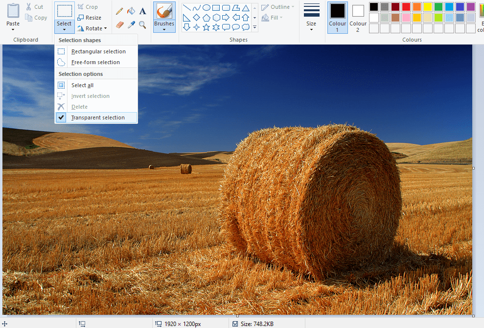 transparenter Hintergrund in Paint unter Windows 10