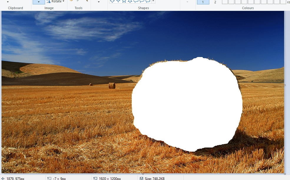 transparent background in Paint on Windows 10