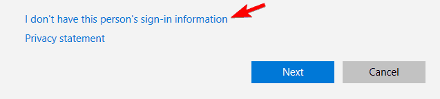 I don’t have this person’s sign-in information