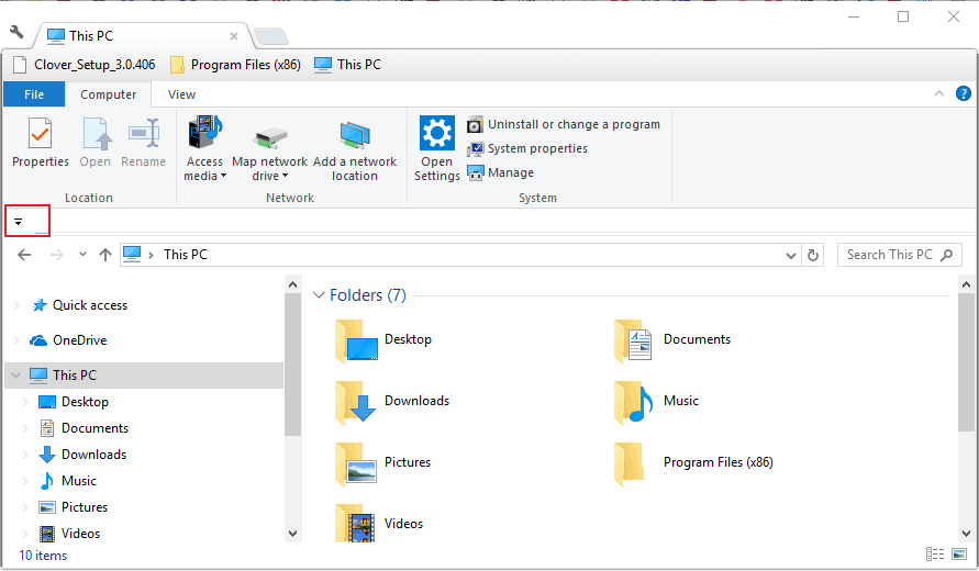 file explorer quick access toolbar