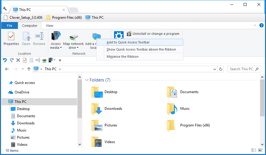 file explorer quick access toolbar restore invisible Quick Access Toolbar