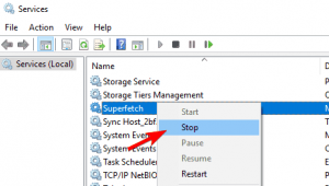 service host sysmain high memory usage
