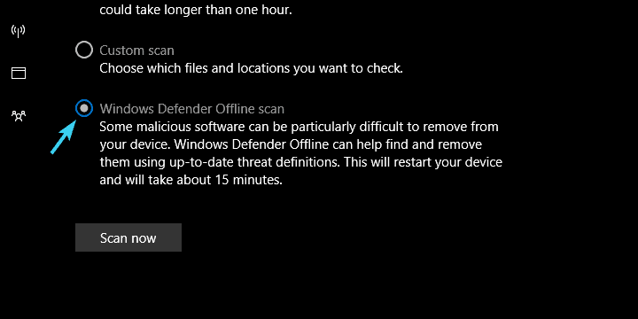 Windows Defender Offline Scan